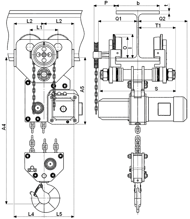 Yale CPE-CPEF s integrovaným ručním nebo elektrickým pojezdem, nosnost 7500 kg
